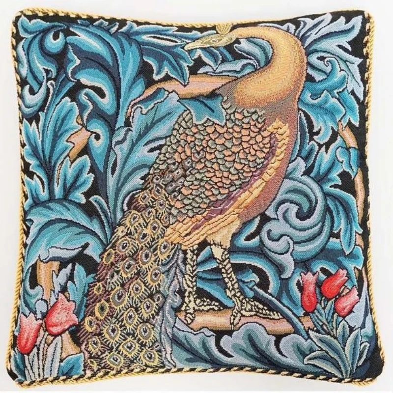 Pillow Cover 45*45cm Woven Flower Jacquard Goblin Art Cushion Cover Obzon European Style,Without Pillow Core