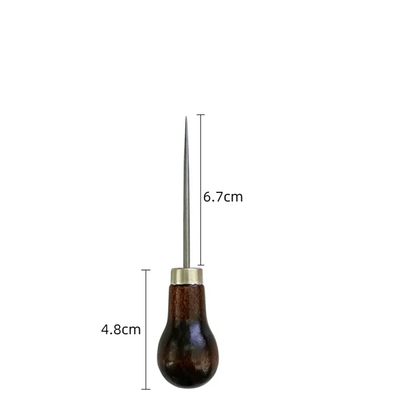 Sewing Awl with Wooden Handle, Scratch Stitching Pin, Punch for Sewing Shoes Repair Tool, Hand Stitcher, Leather Craft Awl, 3Pcs