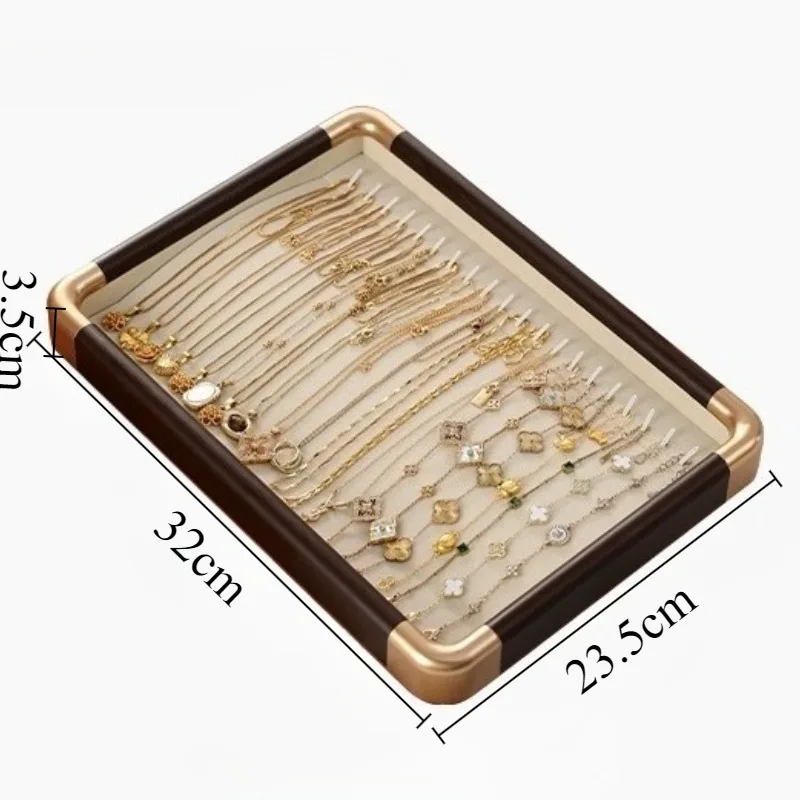 صينية مجوهرات خشبية كبيرة فاخرة صواني تخزين حلقة المعارض عداد القلائد القرط عرض البليت مجوهرات المنظم الدعامة