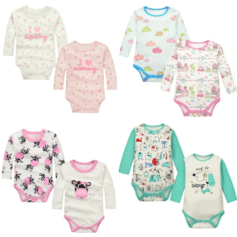 

2pieces/lot Baby Boys Girls long sleeved Rompers Newborn Baby's Clothes Kids Costume Jumpsuit&Rompers