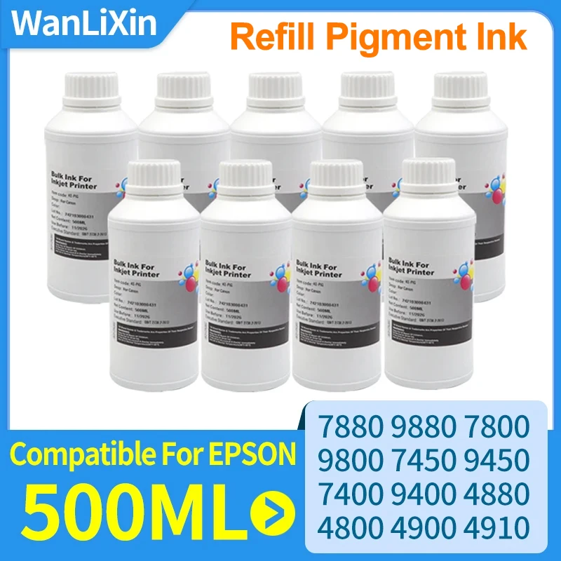 

500 мл, 1000 мл, 7880, пигментные чернила, совместимые с Epson 4880 9880 7800 9800 7450 95450 7400 9400 4800 4900 4910 Запасные чернила для принтера