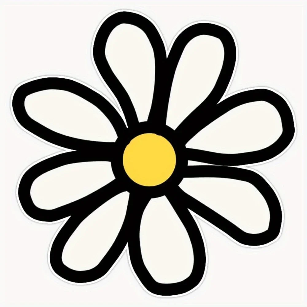 

1 шт. простая наклейка с цветком ромашки (черный/белый/желтый дизайн) водостойкая виниловая наклейка для ноутбука, телефона, автомобиля, декор