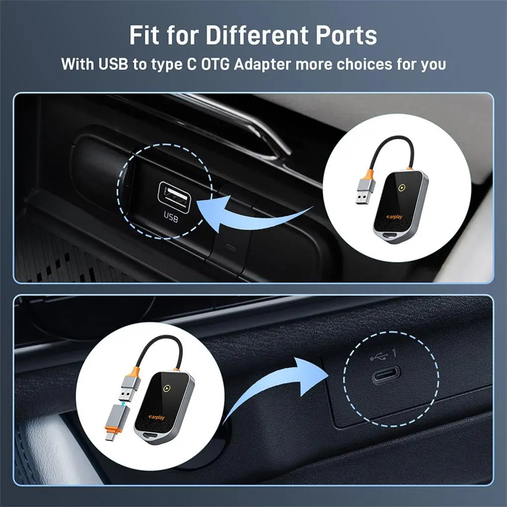 CarPlay Wireless Adapter Smart CarPlay Box IOS Wired to Wireless Car Play Plug&Play Bluetooth5.0 WiFi6 Connect Auto