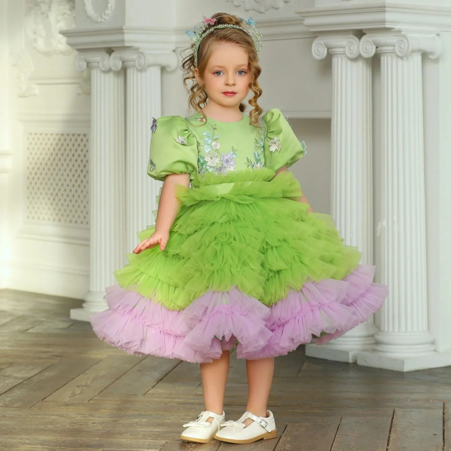 Green Flower Girl Dresses for Wedding Customized Colorful Little Kids Birthday Party Dresses First Communion Dress