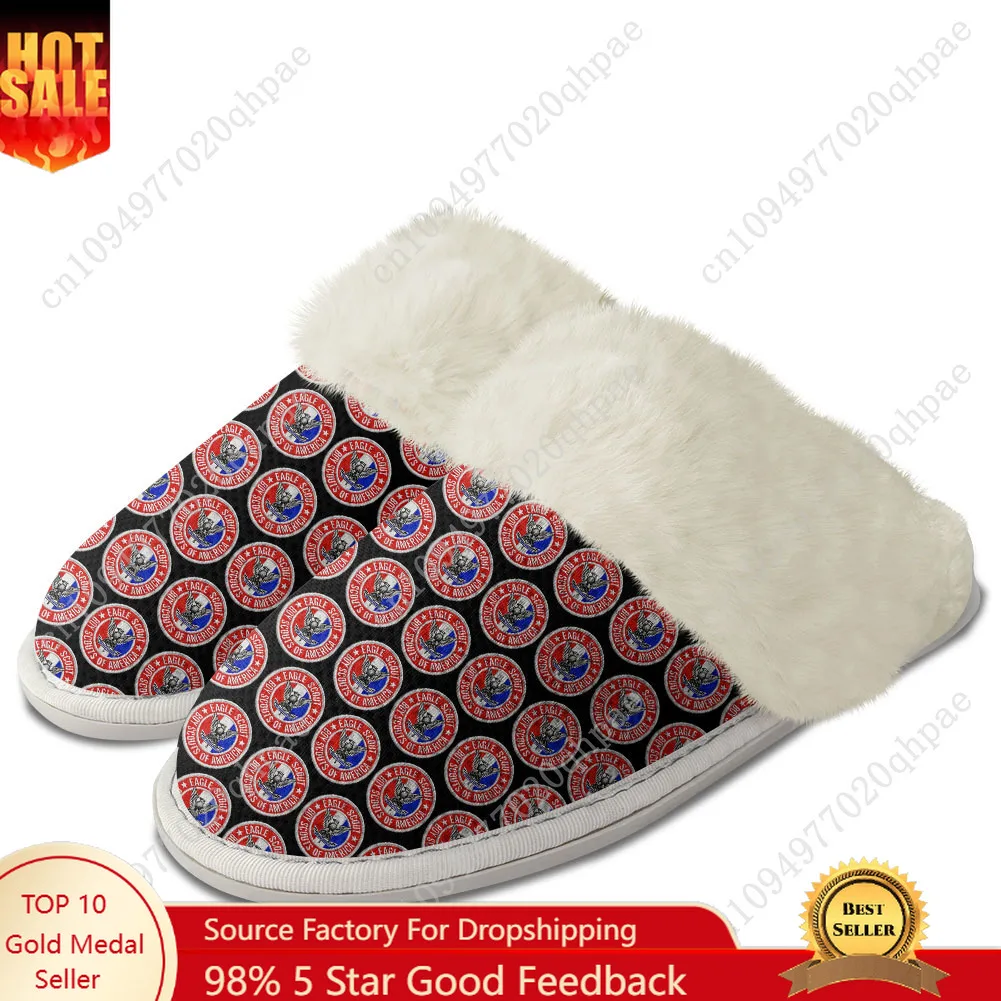 

Eagle Scout Plush Slippers Keep Warm Shoes Mens Womens Home Cotton Bedroom High Quality Customized Thermal Lightweight Slipper
