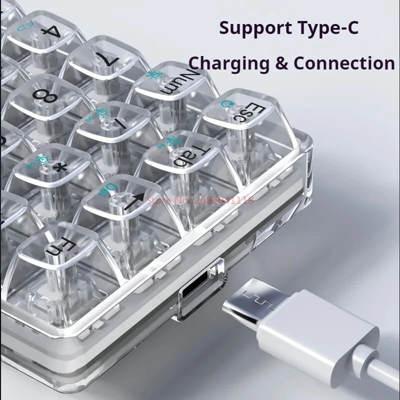 Imagem -05 - Teclado sem Fio Bluetooth Digital Transparente Mecânica Custom Hot Plug Periféricos de Computador Mode 21 Key Aula-f21