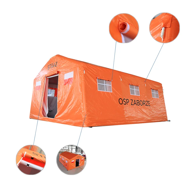 Factory Customized Design 4 Person Two Layer Waterproof Windproof PVC Inflatable Blowing Up Camping Tent Outdoor