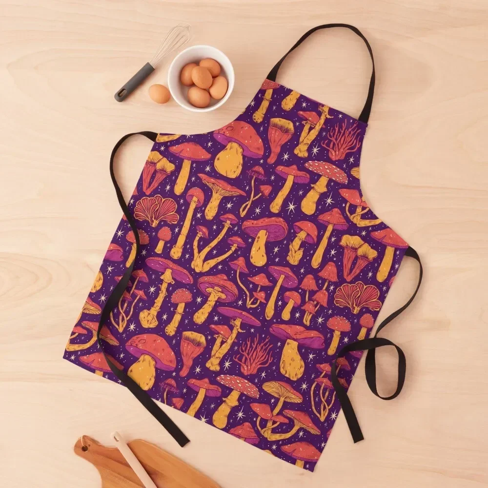 

Фартук Deadly Mushrooms Orange on Purple, рождественский профессиональный кухонный фартук 2025 года