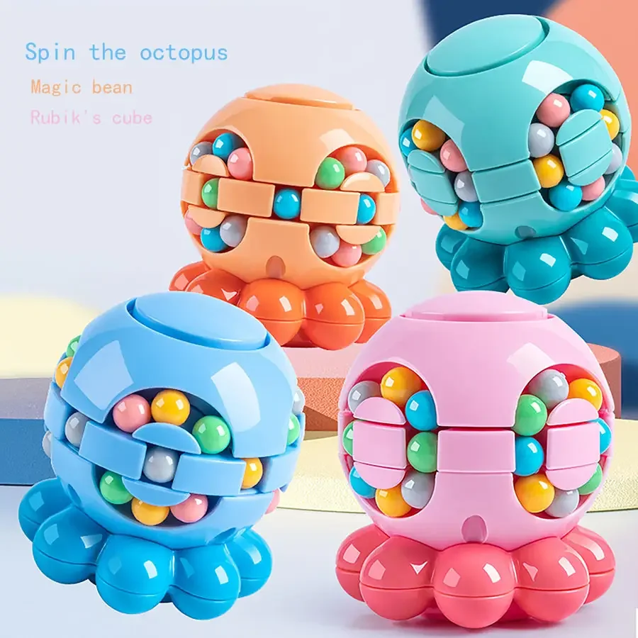 Octopus Rotating Magical Bean Cube Fingertip Toy Children Puzzle Creative Interactive Game Fidget Spinners Stress Relief Toys