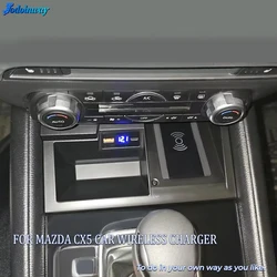 Plug And Play Car Wireless Charging Pad For Mazda CX-5 CX5 Phone Charger Mobile Holder Center Console Accessories Interior