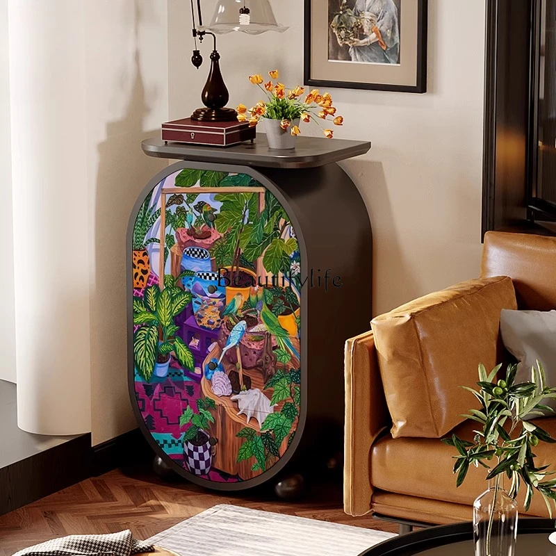 

Abstract art retro solid wood four-chest cabinet home living room wall locker