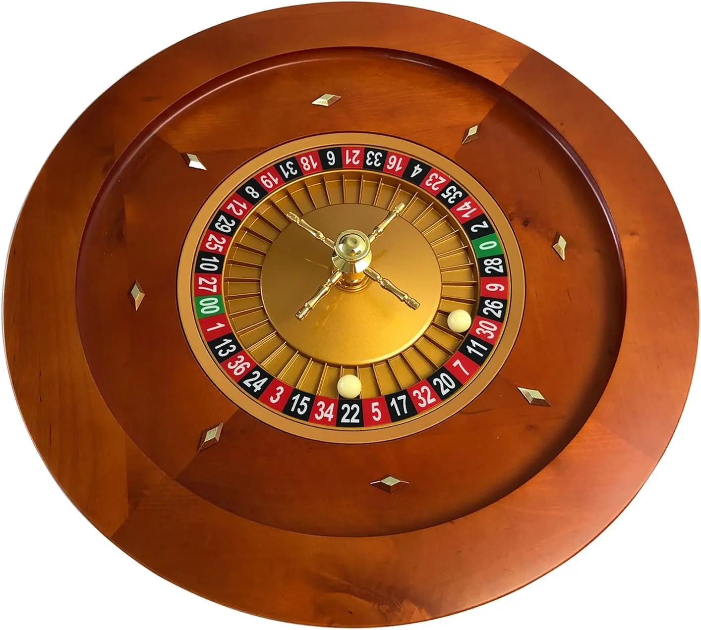 Deluxe Wooden Roulette Wheel - 20Inch Roulette Wheel Set, Casino Grade Precision Bearings,Chrome-Plated Brass Turret,Very Smooth