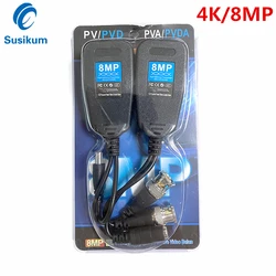 CCTV HD 비디오 발룬 BNC-RJ45 4K 트위스트 페어 BNC 트랜시버-CAT5e 6 커넥터, AHD CVI TVI CVBS 카메라용, 8MP