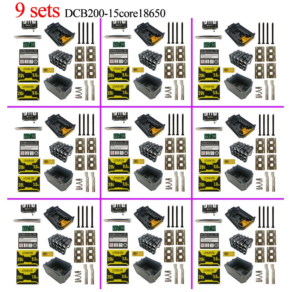 DCB200 Li-ion Battery 15*18650 Plastic Case PCB Charging Protection Circuit Board Box Housing For DeWalt 18V 20V DCB203 DCB204