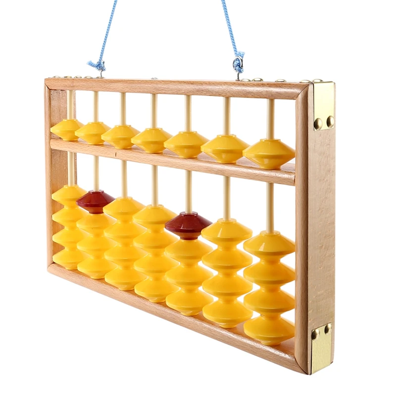 7 Column Non-Slip Hanging Wooden Abacus Chinese Soroban Educational Tool Mathmetic Calculator For Student Teacher