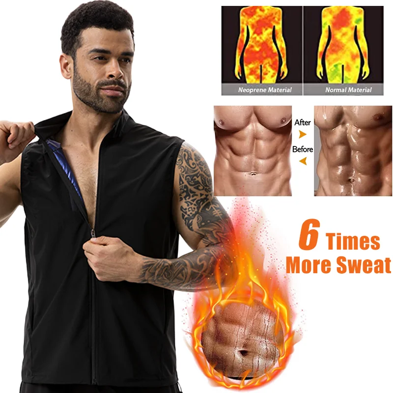 Miss Moly Mens Sauna Shirt Stand-up Collar Jacket Heat Trapping Body Shaper Zipper Compression Fitness Windproof Ves Control Top