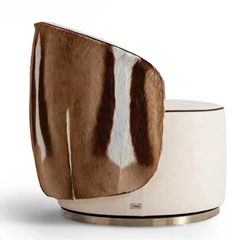 

Living room swivel chair sofa Italian luxury modern simple villa style leather living room chair