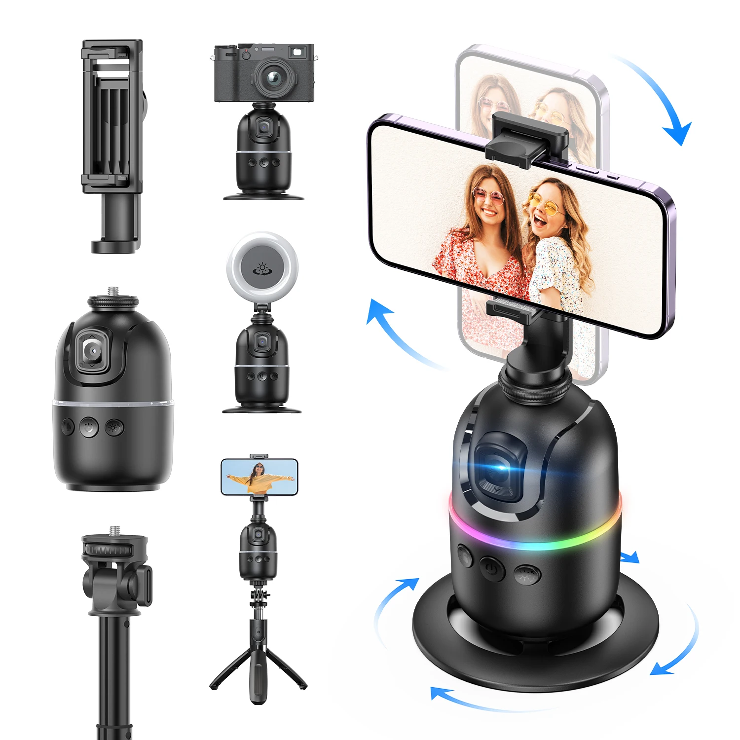 

Selfieshow P03 Stabilizer 360°Auto Face Tracking AI Gimbal Desktop Phone Holder Tripod For Camera Smartphone Video Vlog Live