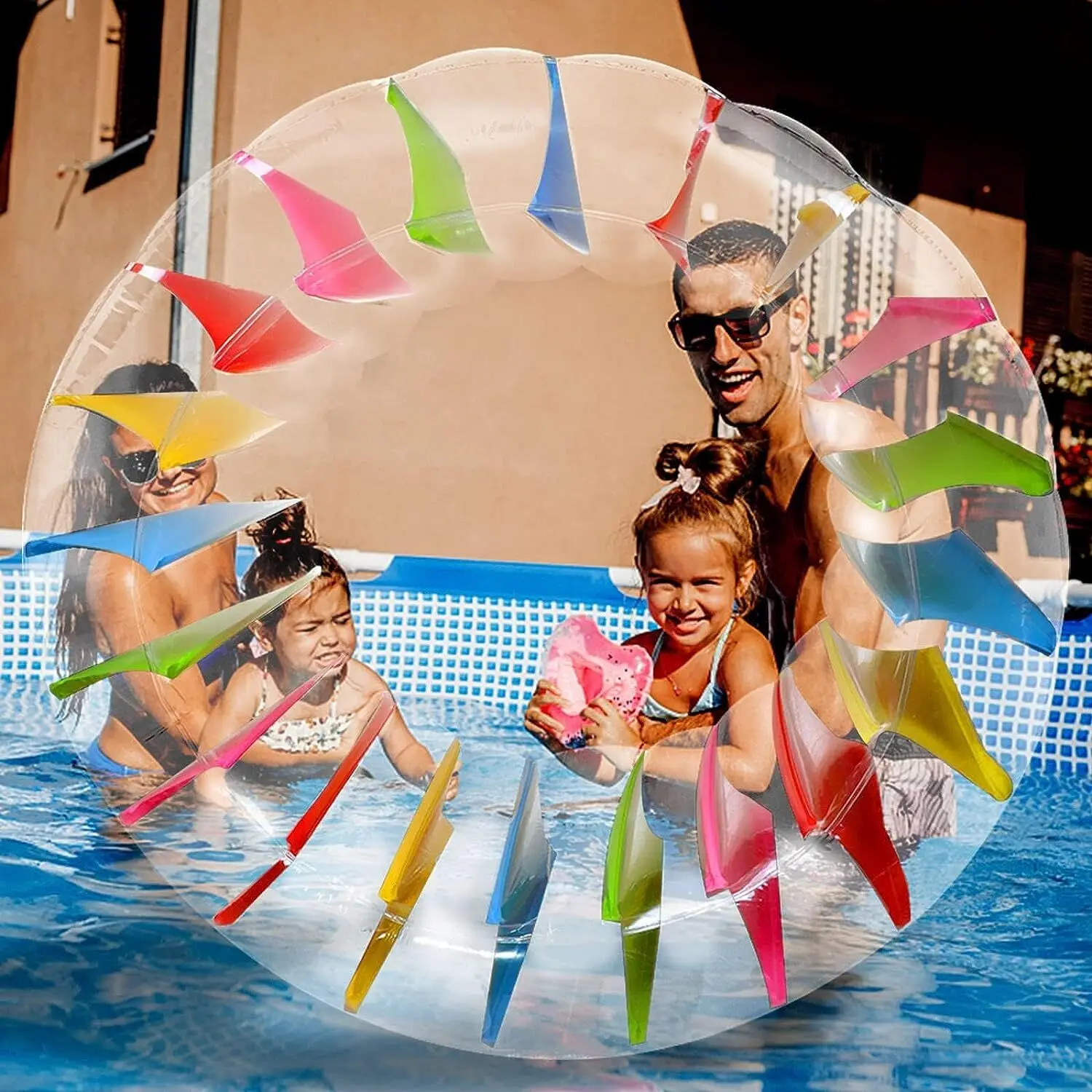 Flotteur à roulettes gonflable en gros, roue d'eau colorée 65 en effet, jouet à roulettes de piscine pour enfants et adultes, extérieur gratuit