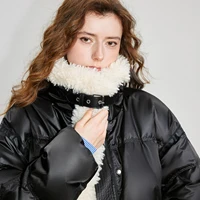 TOYOUTH Women 90% White Duck Down Jacket 2025 Winter New Fur Splicing Stand up Collar Light Luxury Warm Jacket Coat 5
