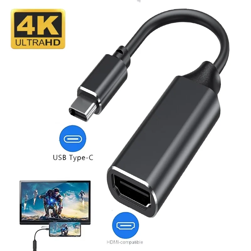 

USB C (Compatible with Thunderbolt 5/4/3) Type C to HDMI-compatible Adapter Cable 4K@30Hz for Macbook Pro Chromebook Samsung
