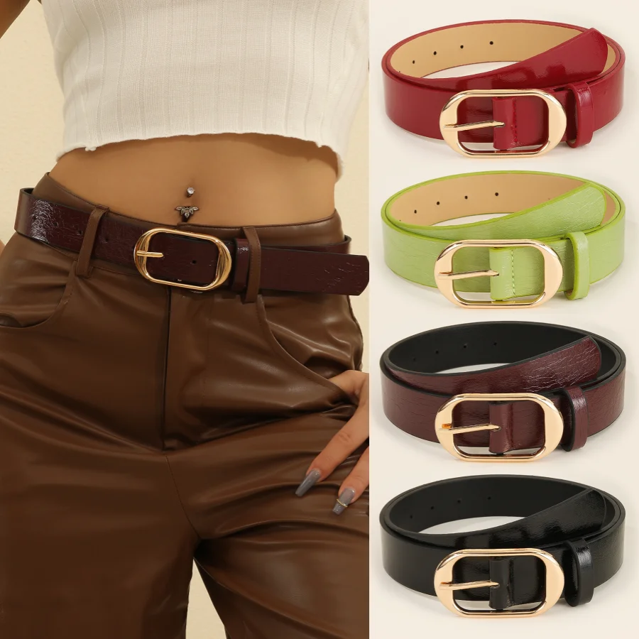 

Легкий роскошный женский ремень с разноцветным узором крокодила с золотой металлической пряжкой, универсальный декоративный ремень для джинсов, подходит f