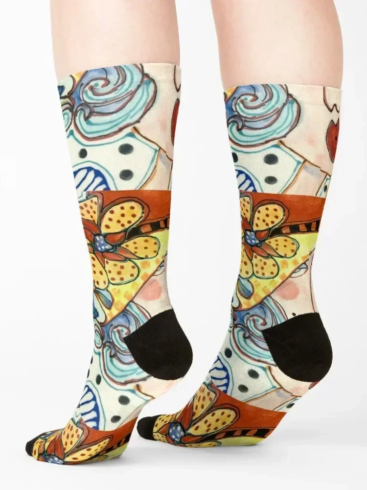 Girl and her Cat Socks halloween floral custom gift Socks Man Women's