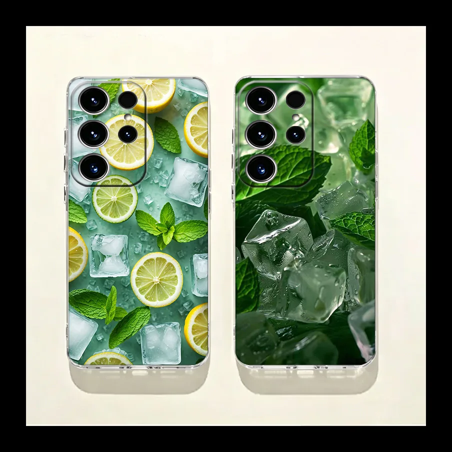 Summer Lemon Mint Phone Case for Samsung Galaxy S26 Edge S25 S24 FE S23 Plus S22 Ultra S20FE Cover Camera Protection