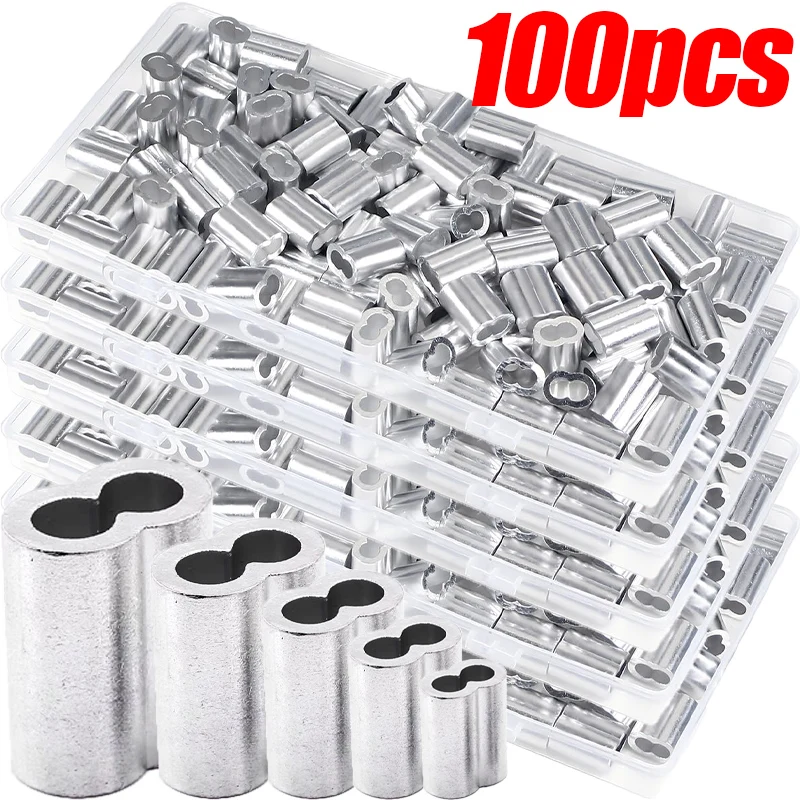 

10-100pcs Double Hole Cable Crimp Sleeve Crimp Rope Hardware 8-Shape Aluminum Cable Stopper Wire Ferrules Accessories M1.5-M4