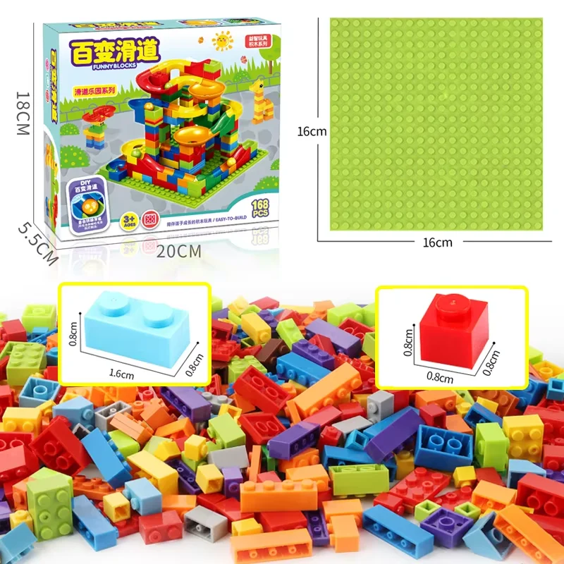 Zk20 168/336 pçs bloco de corrida de mármore compatível dupeded blocos de construção compatível slide brinquedos educativos das crianças presentes
