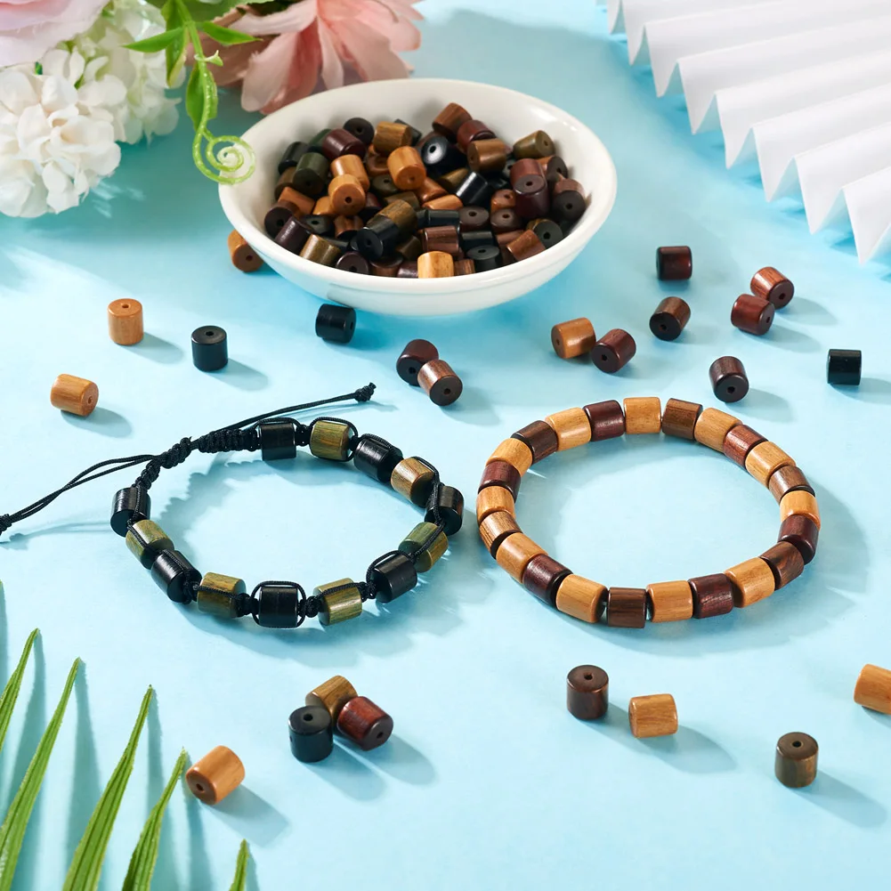 Natural Sandalwood Bead Barrel Column Multi-size Retro Necklace Bracelet Handmade DIY Jewelry Making Accessories 50/100pcs