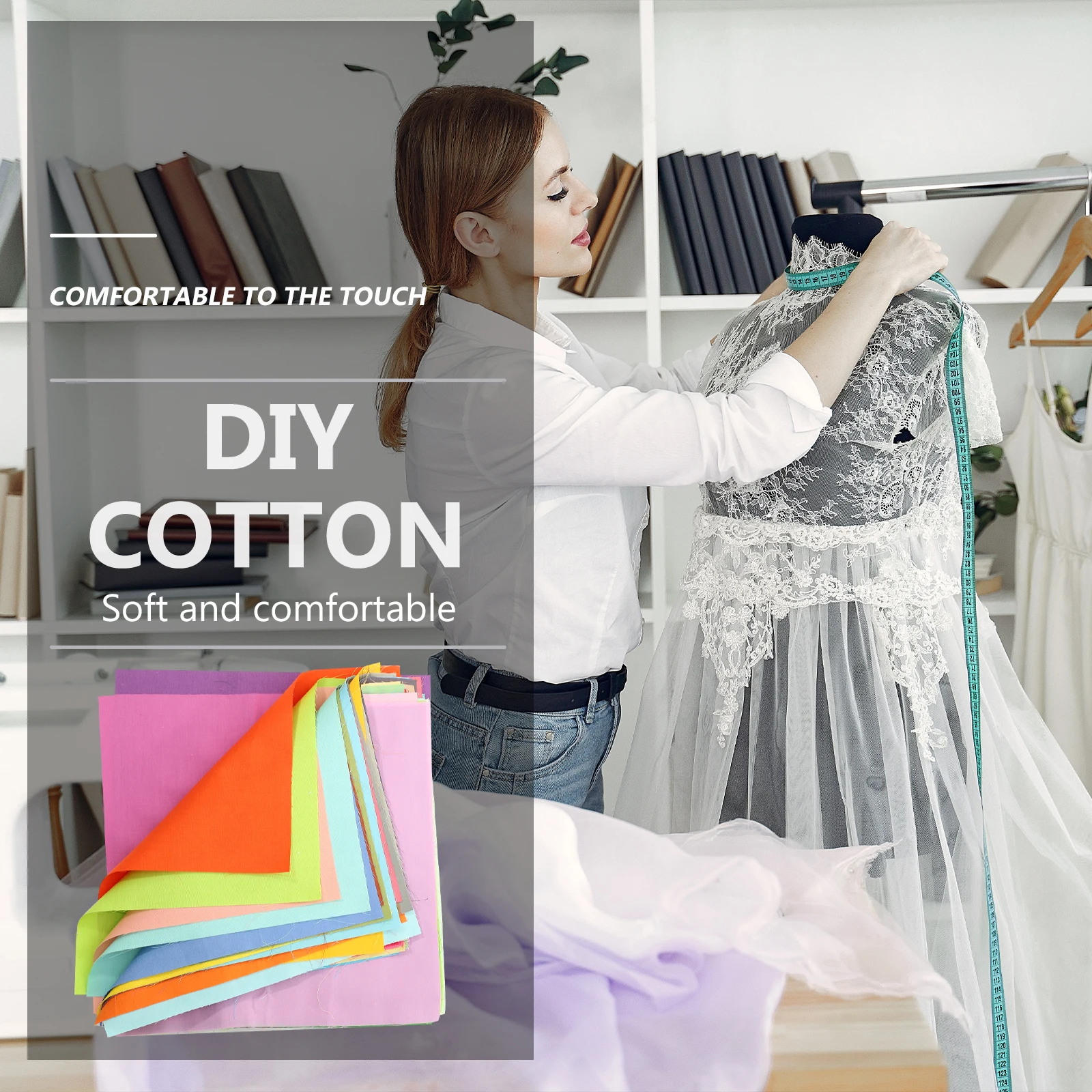 

50 Pcs DIY Fabric Set Sewing Materials Cloths Colorful Quilting Supplies Cotton Fabrics Indoor Multi-colors Patchwork