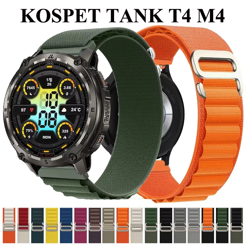 Bucle alpino de nailon de 22mm para tanque KOSPET T4 M4 T3 M3 T2 M2 Correa deportiva para pulsera KOSPET TANK T3 Ultra/M3 Ultra/MAGIC P10 R10