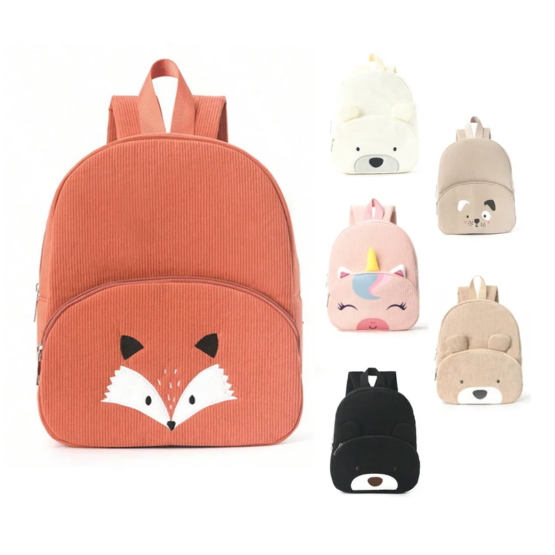 

Cartoon Plush Backpack Cute Little Bear Fox Backpack Corduroy Primary School Student Backpack Children's Fashion Leisure Bag