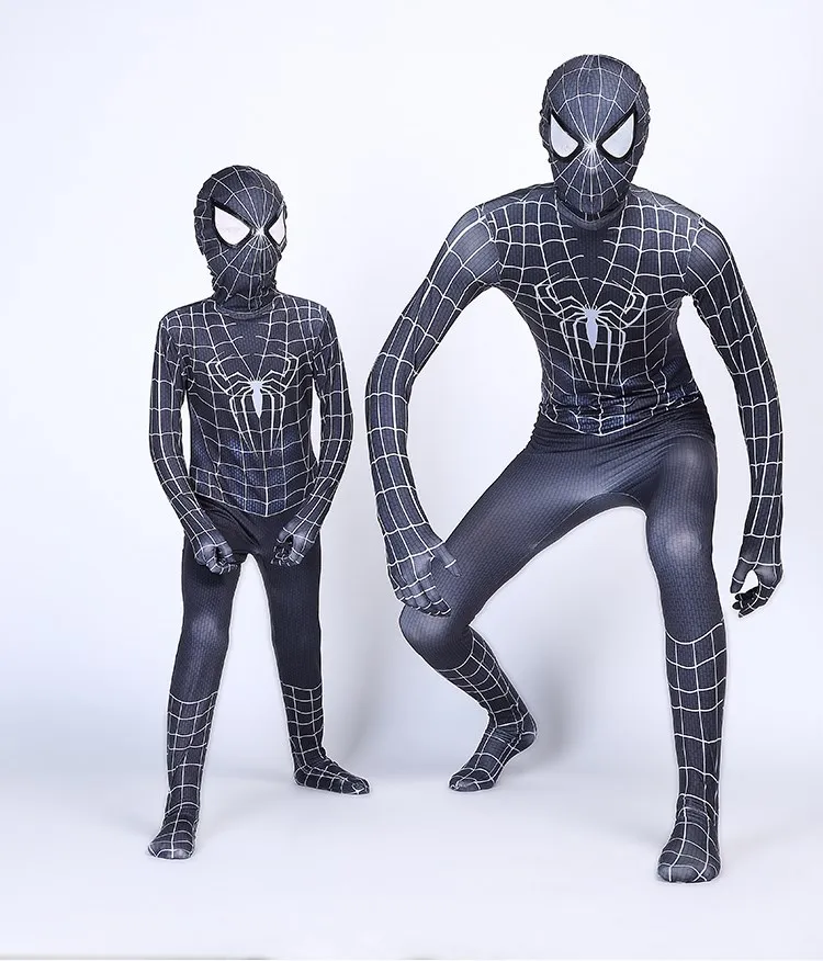 2025 New Black Spider Man Costume Black Spider Man Adult Children Roleplaying Jumpsuit Parent-child Clothing Party Birthday Gift