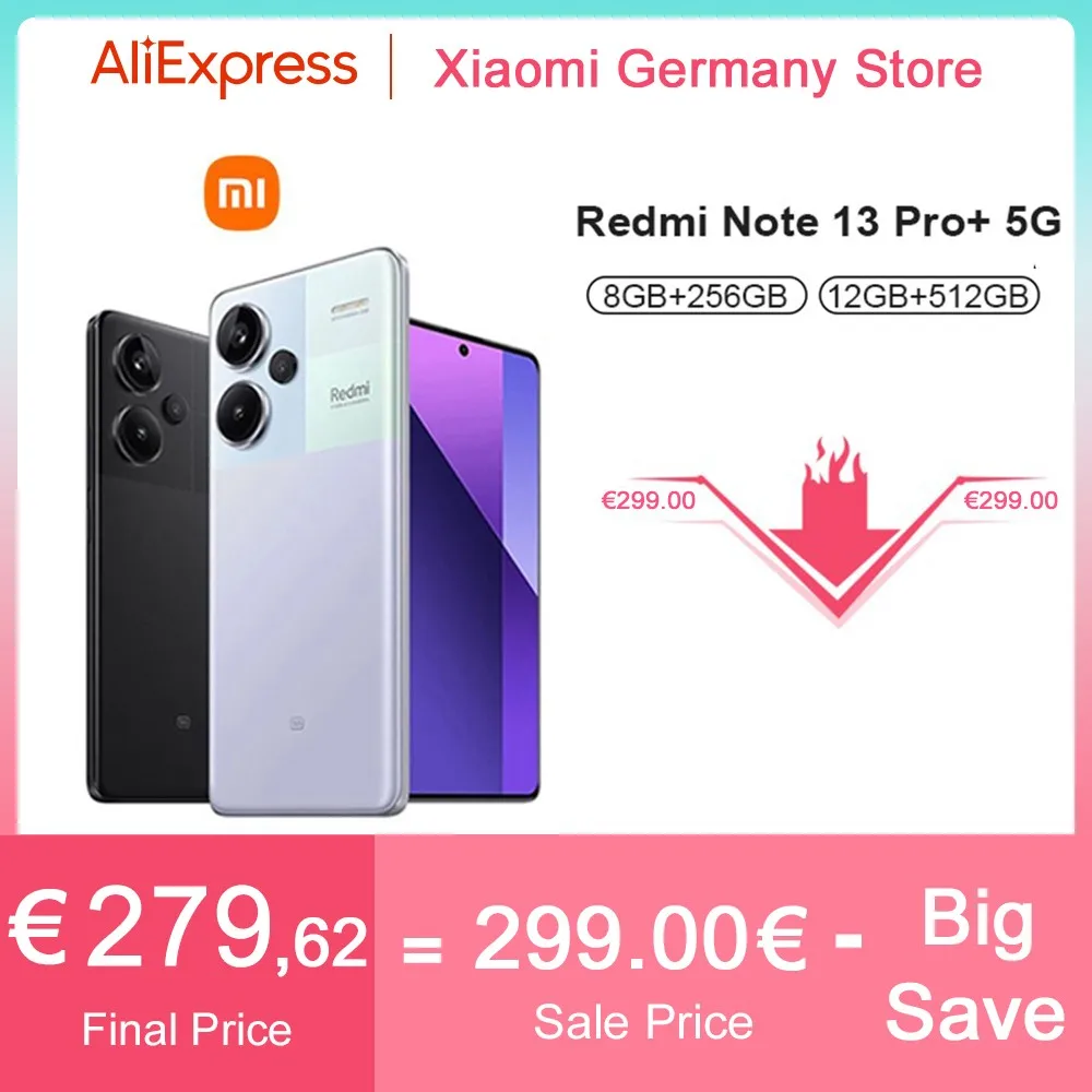 Global Version Xiaomi Redmi Note 13 Pro+ Plus 5G MTK Dimensity 7200-Ultra 6.67‘’ 120Hz AMOLED 120W Hyper Charging 200MP Camera