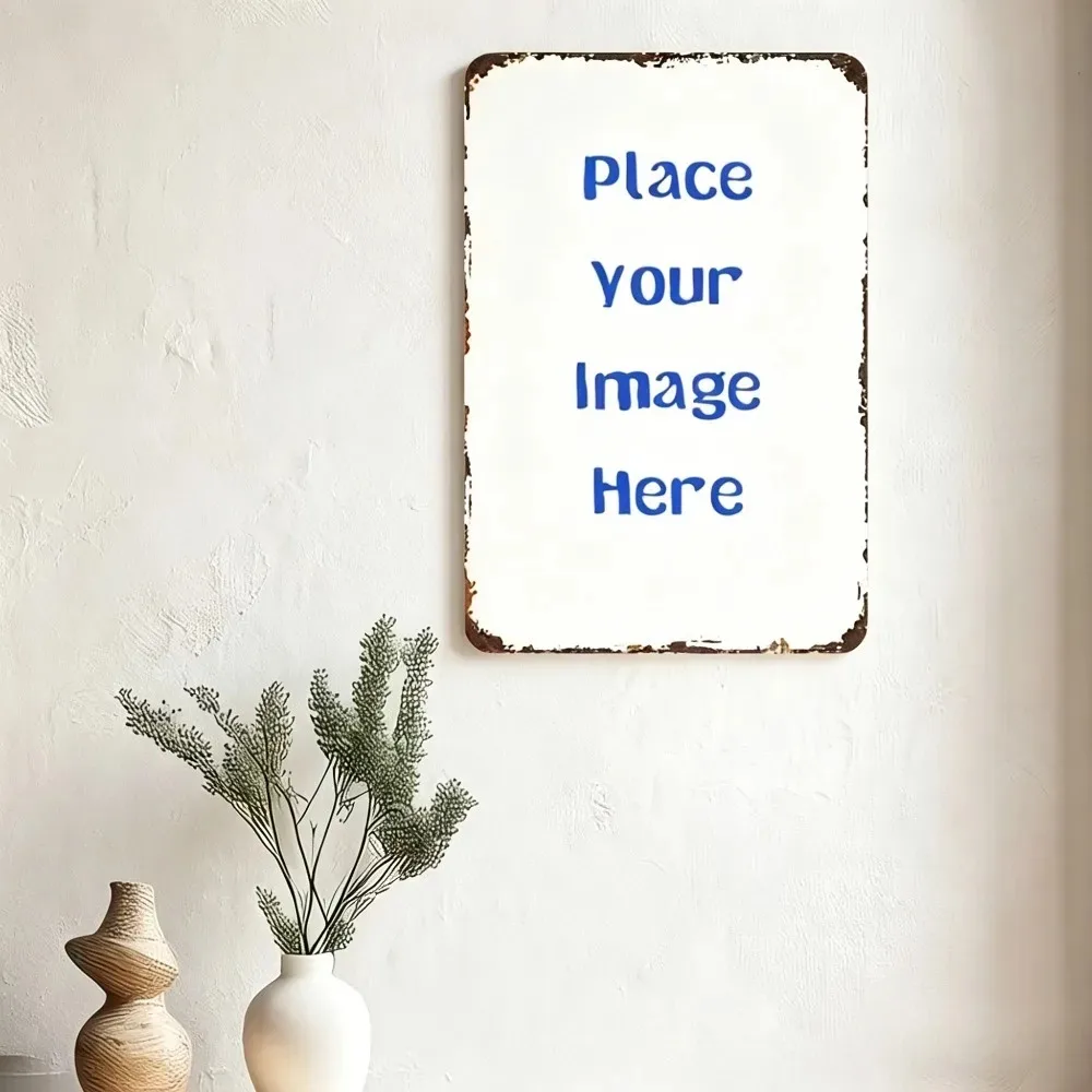 CIFbuy Customizable Rectangle Vintage Iron Plaque 8x12Inch Personalized Photo Frame Pattern Text Logo Wall Hanging Indoor Decor