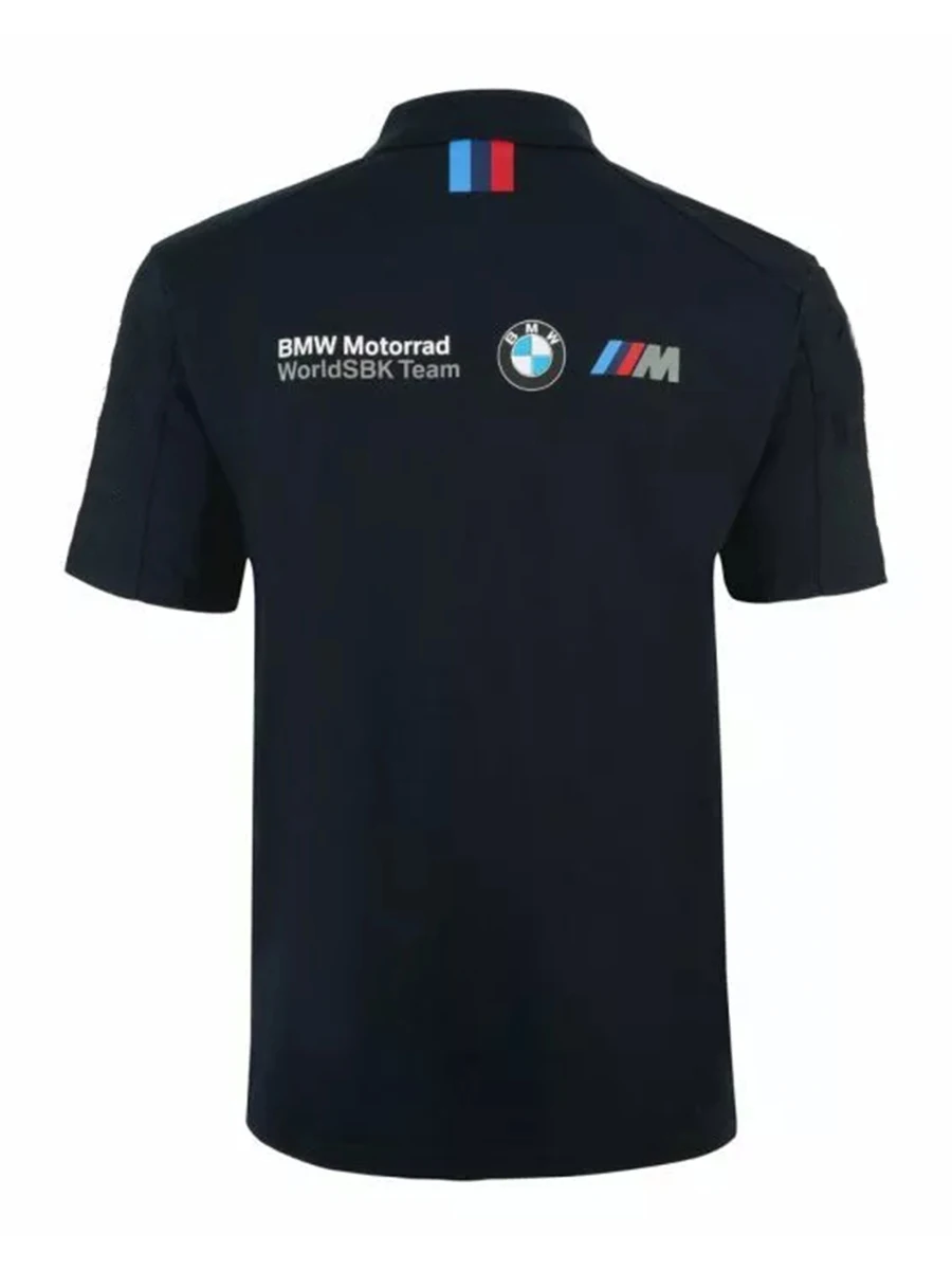 Polo da uomo in maglia abbottonata a maniche corte con abbigliamento sportivo Caltop Polo ufficiale della squadra BMW Motorrad WSBK