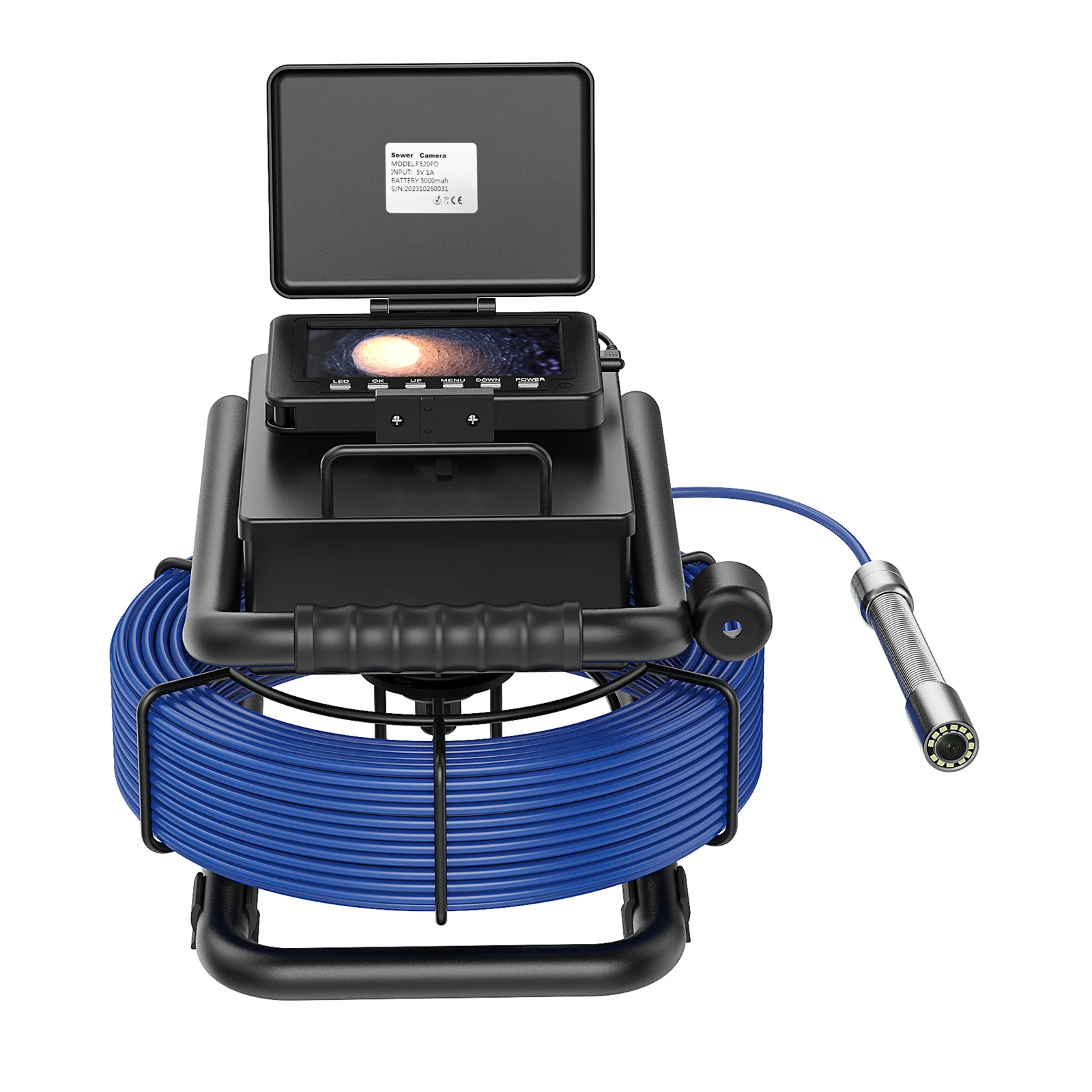 Sewer Inspection Camera 5 Inch IPS 1080P DVR Drain Sewer Inspection Video Recording 20/30/50M Self-Leveling 512HZ Transmitter