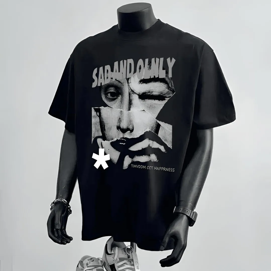 

New Style Versatile Men's and Women's Niche American Retro Portrait Printing Short-sleeved T-shirt Large Size Men's Clothing