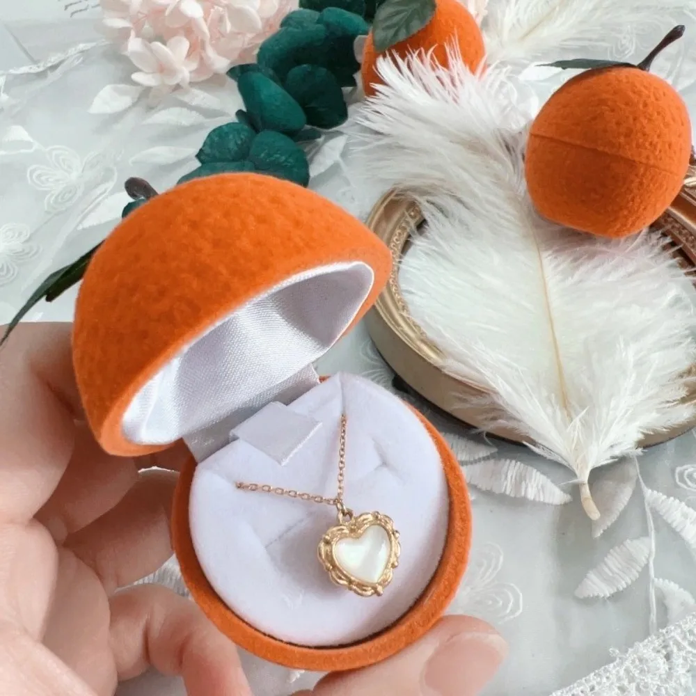 Mini Anti-collision Cherry Necklace Organizer Grape Strawberry Fruit Ring Box Orange Pineapple Flocked Jewelry Box Couples