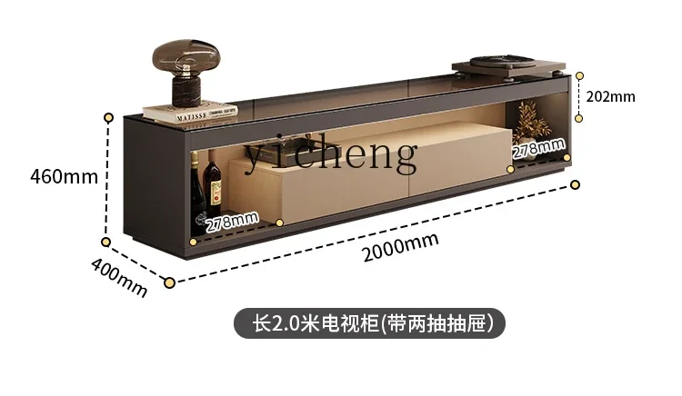 minimalist floor TV cabinet coffee table combination light luxury high-end living room side cabinet