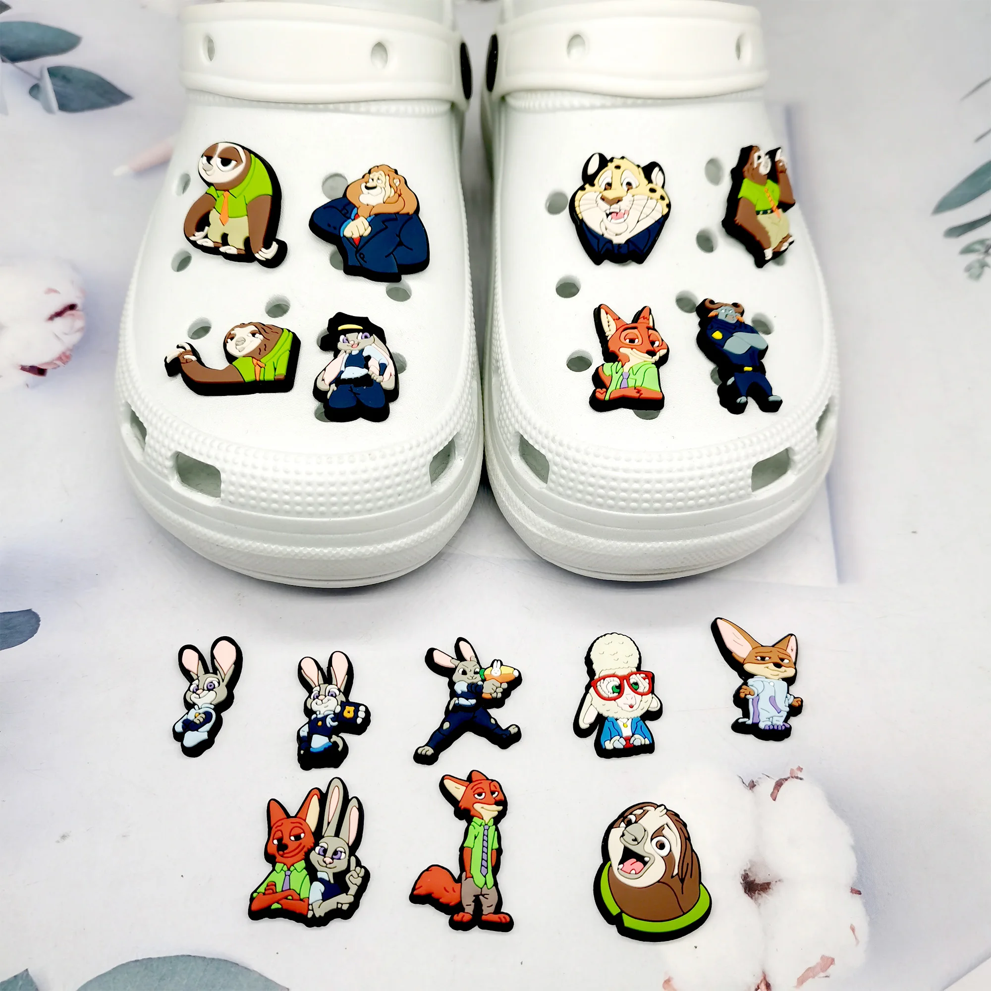 Disney Zootopia Rabbit Fox Partner 9-100PCS Shoe Charms Fantasy PVC Decoration high-quality Detachable Waterproof For Party Gift