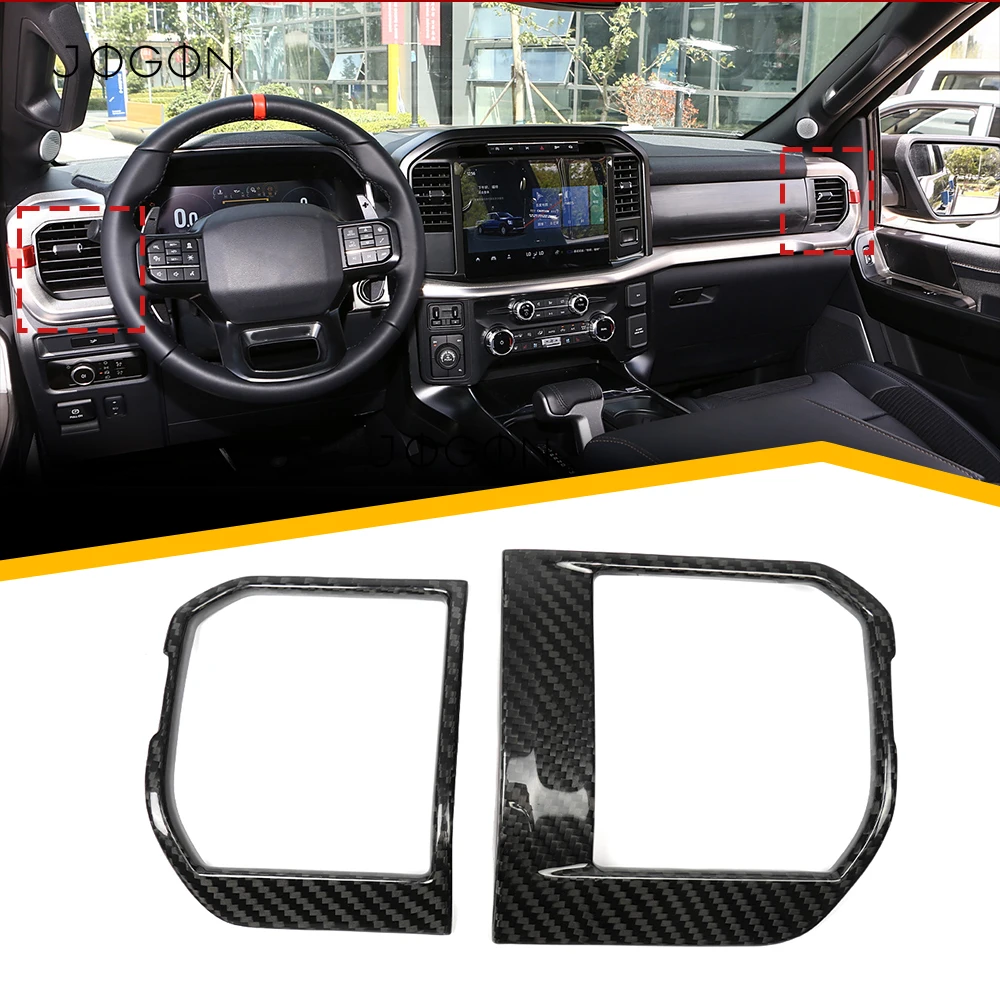 Dry Carbon Fiber Car Interior Dashboard Side AC Vent Outlet Cover Overlay For Ford F150 Raptor R Lariat 2021 Up Accessories