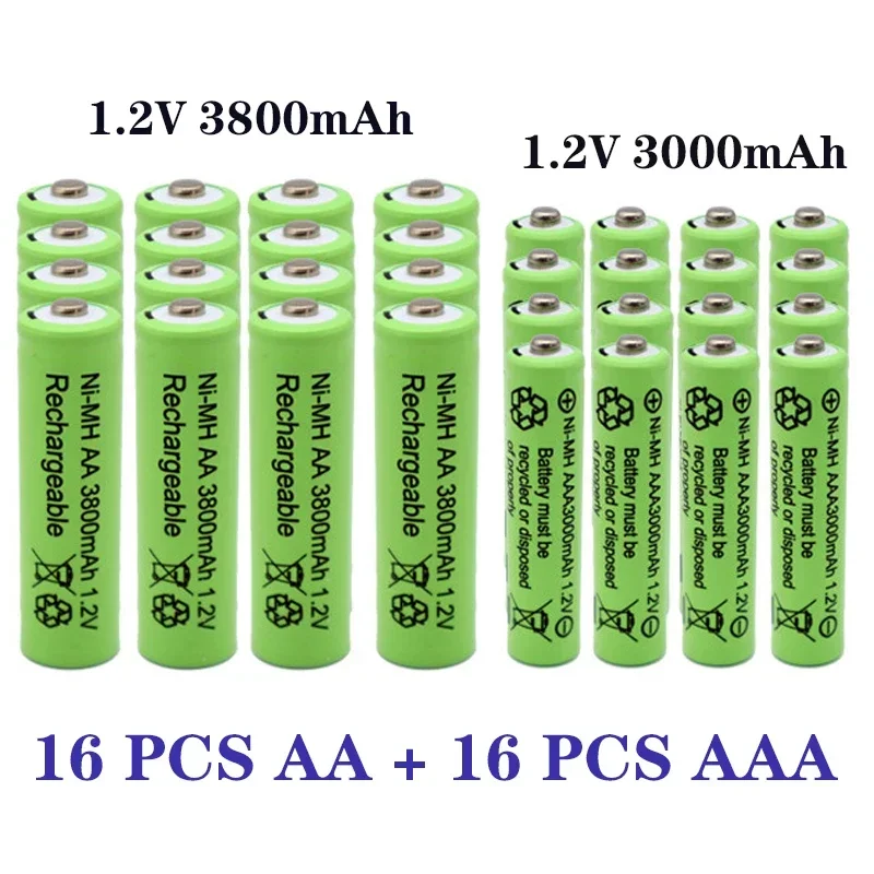 1,2 V AA 3800mAh NI-MH Akkus + AAA 3000 MAh Rechageable Batterie