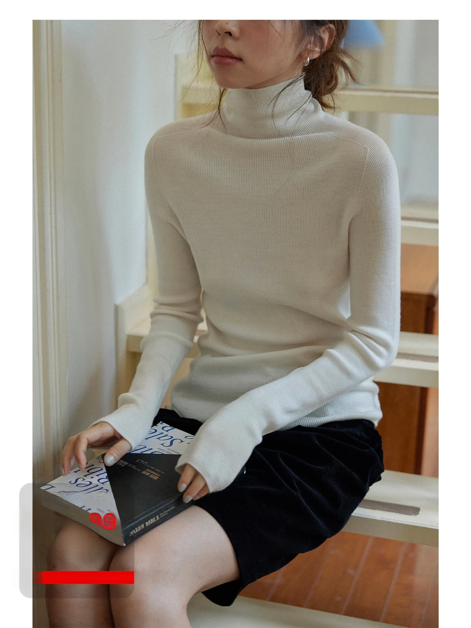

Nice People 2024AW High Ne Sl Knitted Wool Sweater Comfortable Warm Base Layer hine Waable Premium Quali