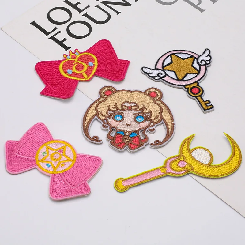 8-teiliges Set Sailor Moon Cartoon Anime Selbstklebende Gestickte Aufnäher Ohne Nähen Kleidungsreparatur-Dekoration für Handyhüllen & Taschen – Detail 2