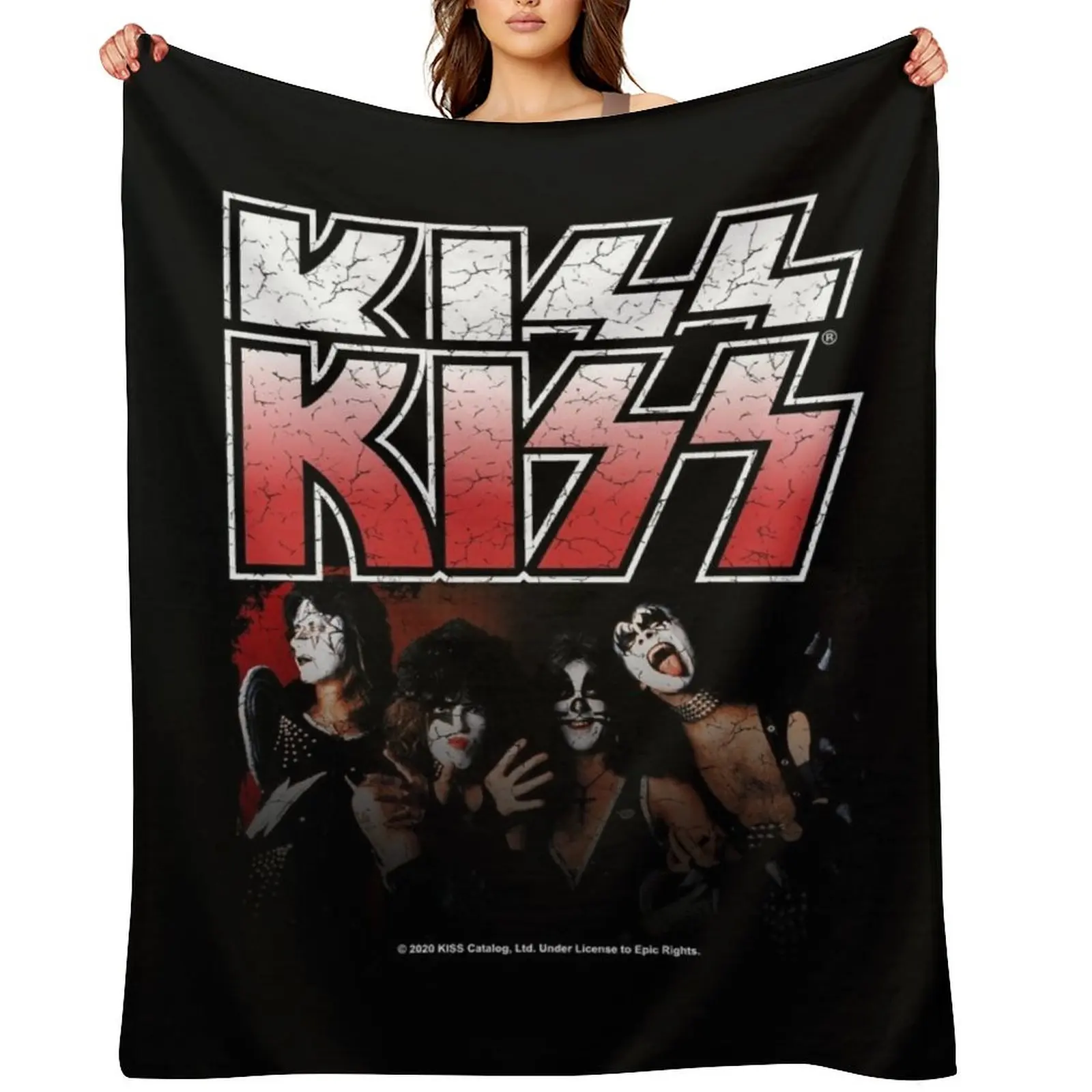 

KISS  Band image 1975 plus logo Distressed design Throw Blanket Personalized Gift Soft Beds Softest Giant Sofa Blankets