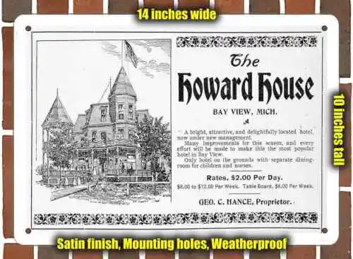 Metal Sign - 1900 Howard House Bay View Michigan- 10x14 inches