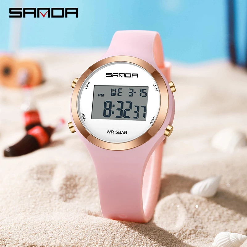 SANDA Boys Girls Digital Watch Women LED Sports Watch For Women Wrist Watch Ladies Waterproof Electronic Watch Children Gift